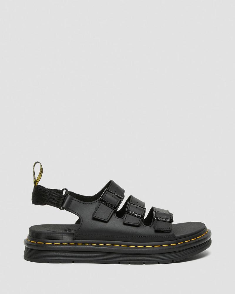 Dr Martens Soloman Men's Leren Sandalen Met Riem Heren Zwart | NL 165RVD